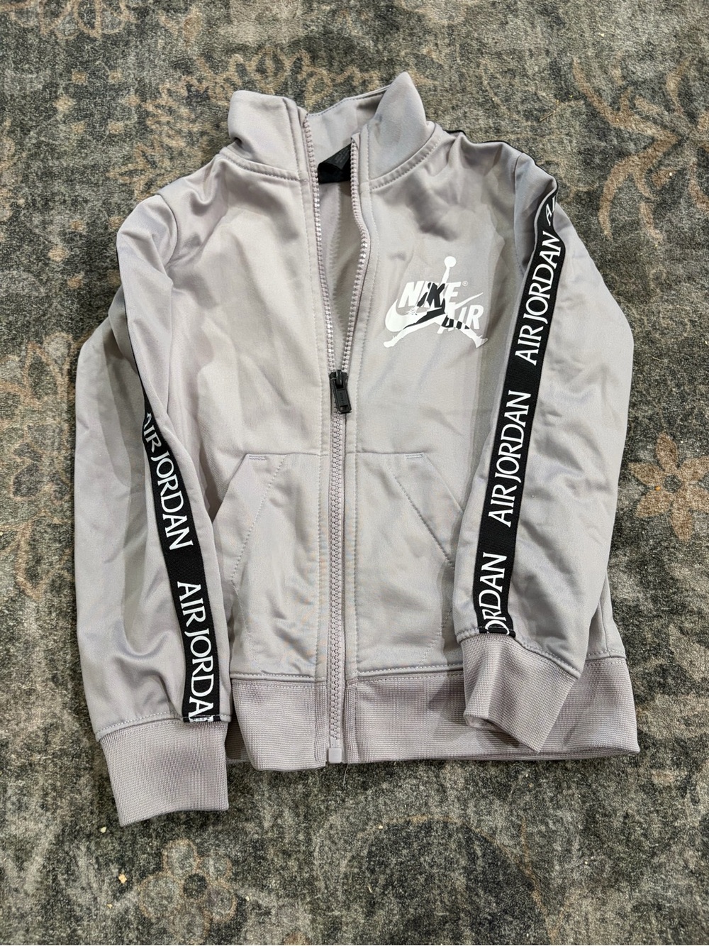 Jordan Kids Light Gray Track Jacket with Black AIR JORDAN Tape